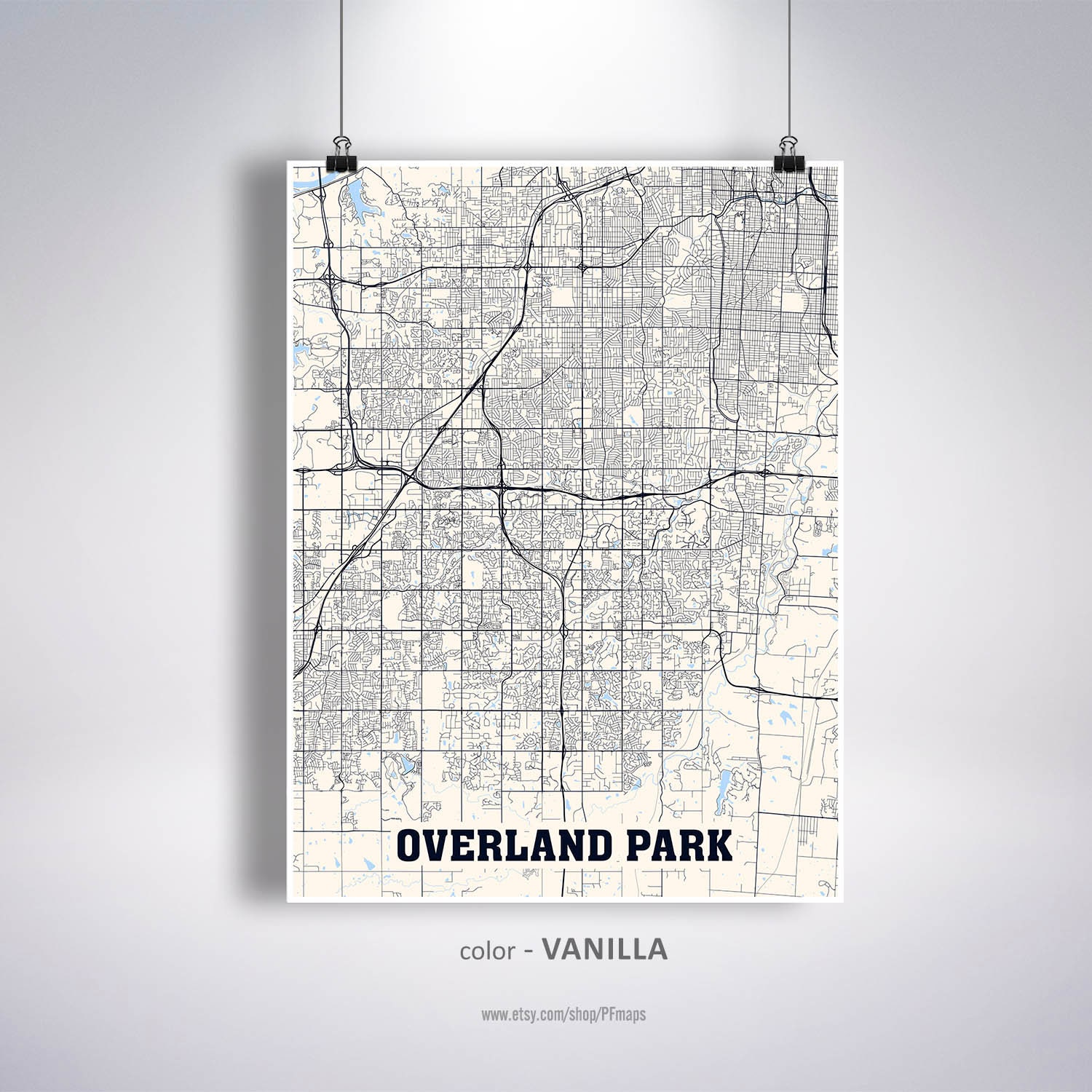 Overland Park Map Print Overland Park City Map Kansas KS USA  Etsy