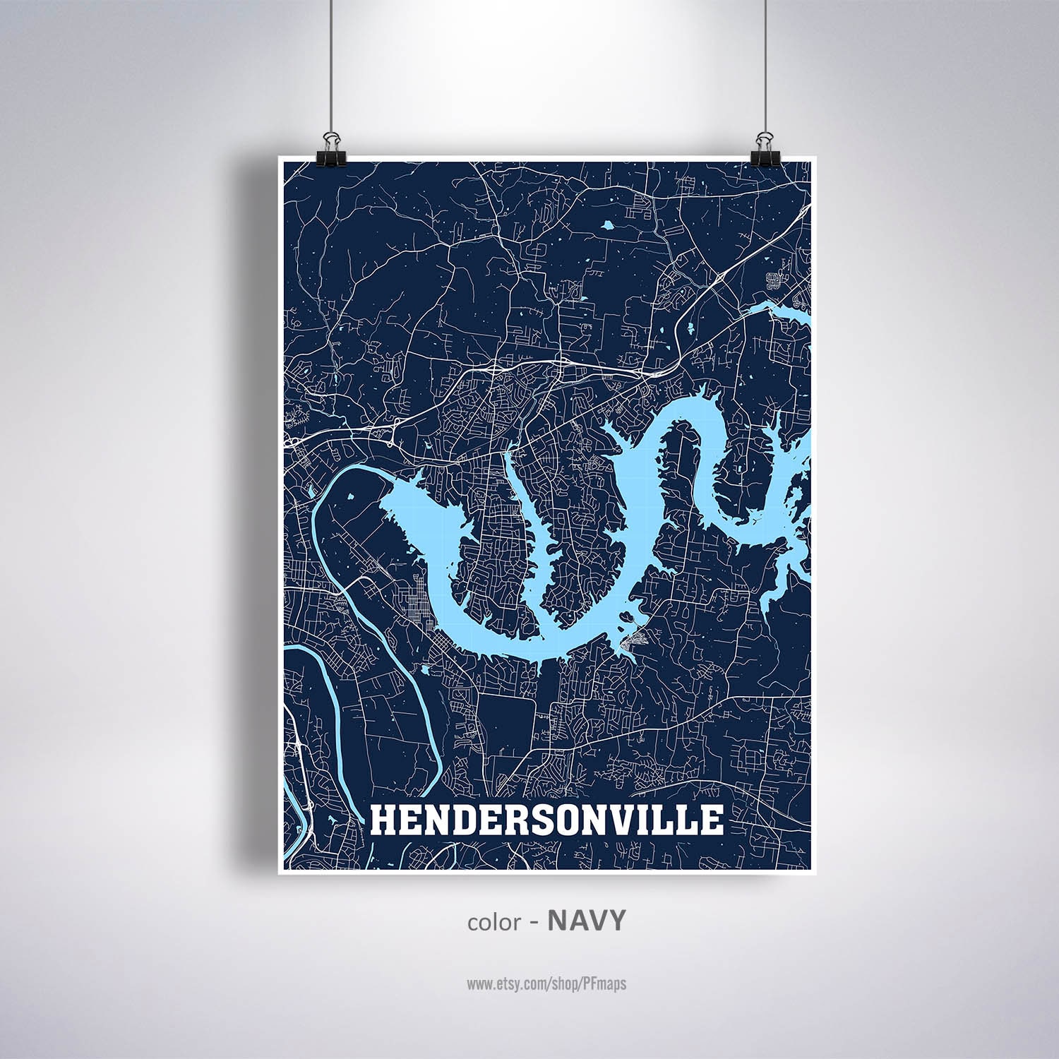 Hendersonville Map Print Hendersonville City Map Tennessee Etsy