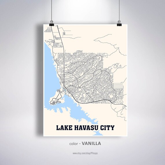 Lake Havasu City Street Map Lake Havasu City Map Print, Lake Havasu City Map, Arizona Az Usa Map  Poster, Lake Havasu City Wall Art, City Street Road Map