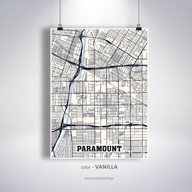 Paramount Map Print Paramount City Map California CA USA Map Etsy