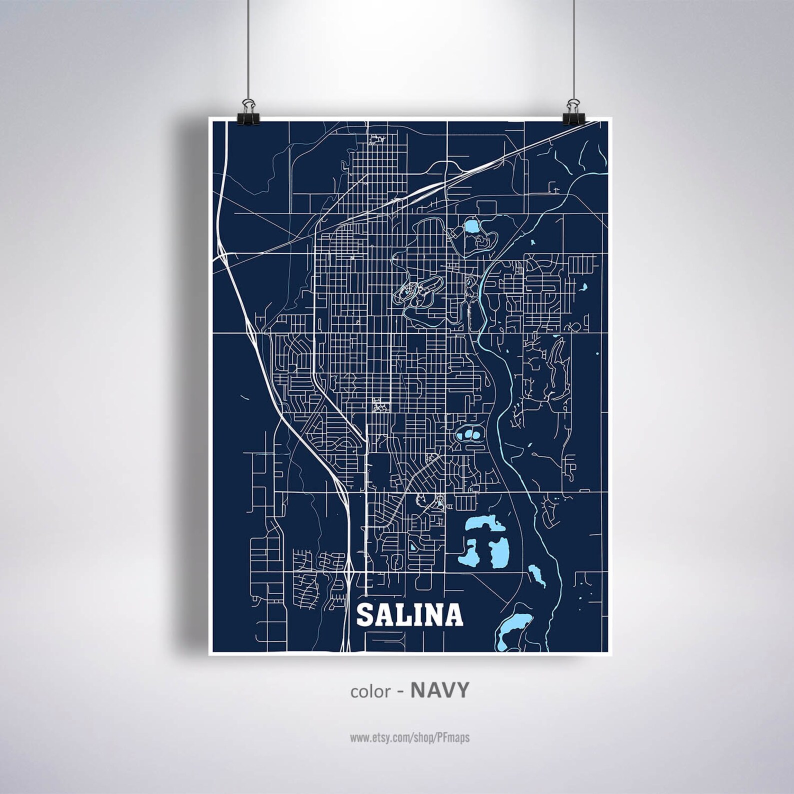 Salina Map Print Salina City Map Kansas KS USA Map Poster Etsy