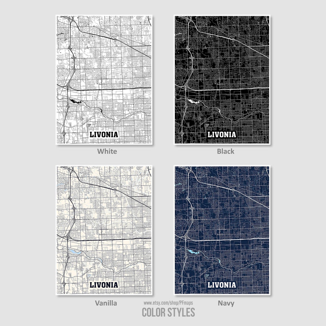Livonia Map Print Livonia City Map Michigan MI USA Map Etsy