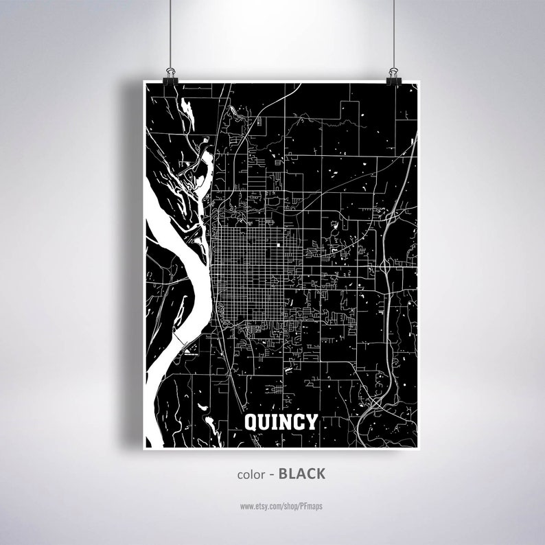 Quincy Map Print Quincy City Map Illinois IL USA Map Poster Etsy