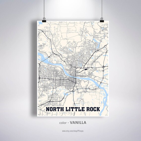 Printed Marketplace Little Rock Arkansas Street Map Sign Hanging Canvas Map of Little Rock