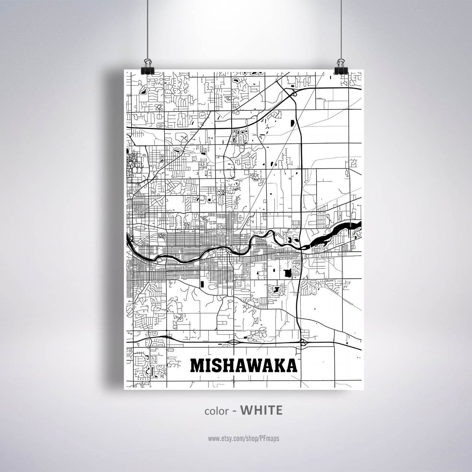 Mishawaka Map Print Mishawaka City Map Indiana IN USA Map Etsy