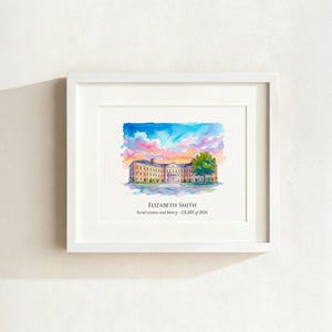 UNC Wilmington Watercolor Art Print – Custom Graduation Gift zdjęcie 2