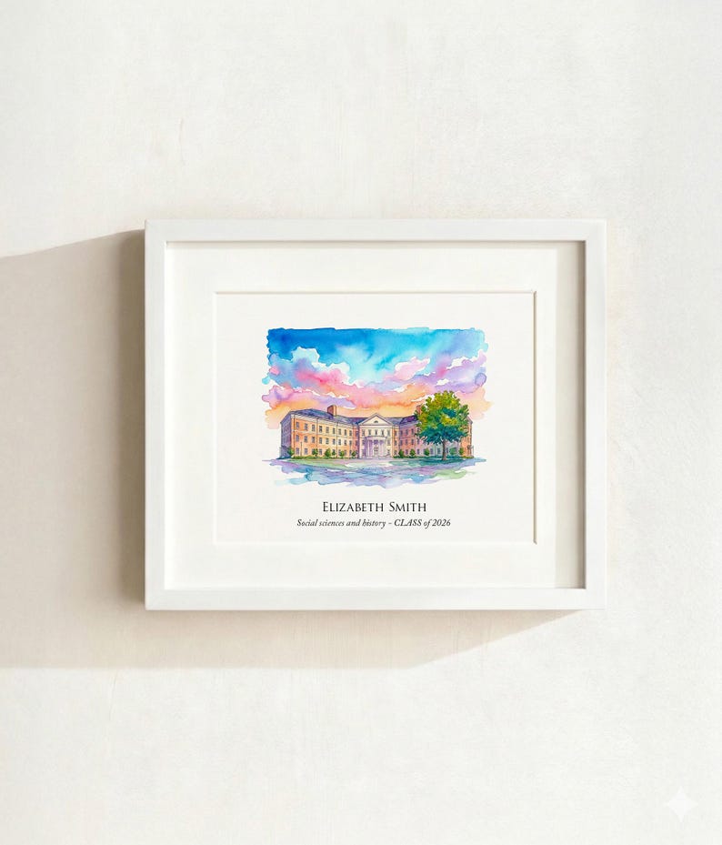 UNC Wilmington Watercolor Art Print – Custom Graduation Gift zdjęcie 2