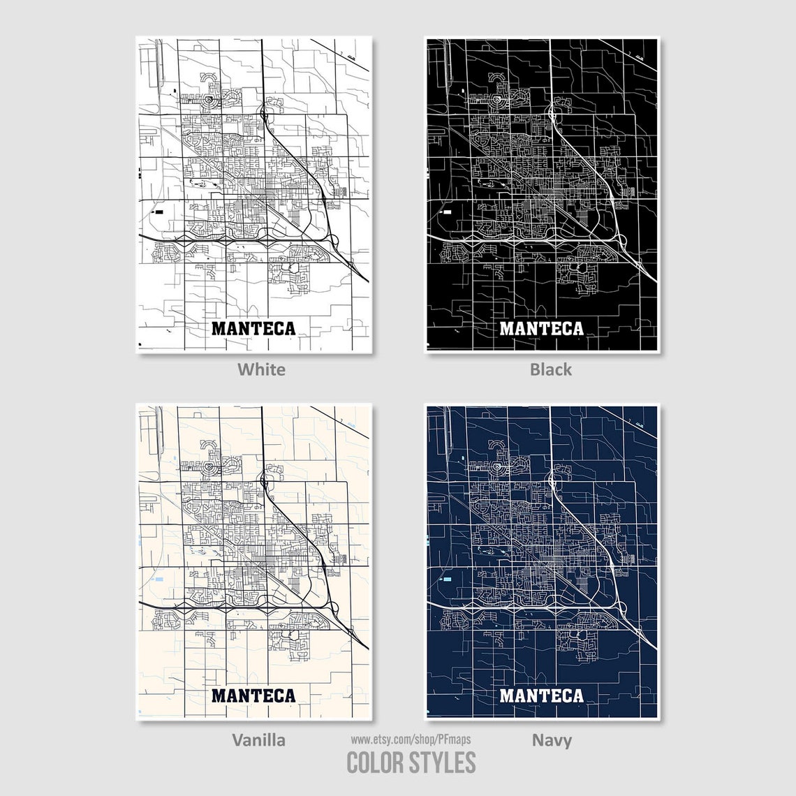 Manteca Map Print Manteca City Map California CA USA Map  Etsy