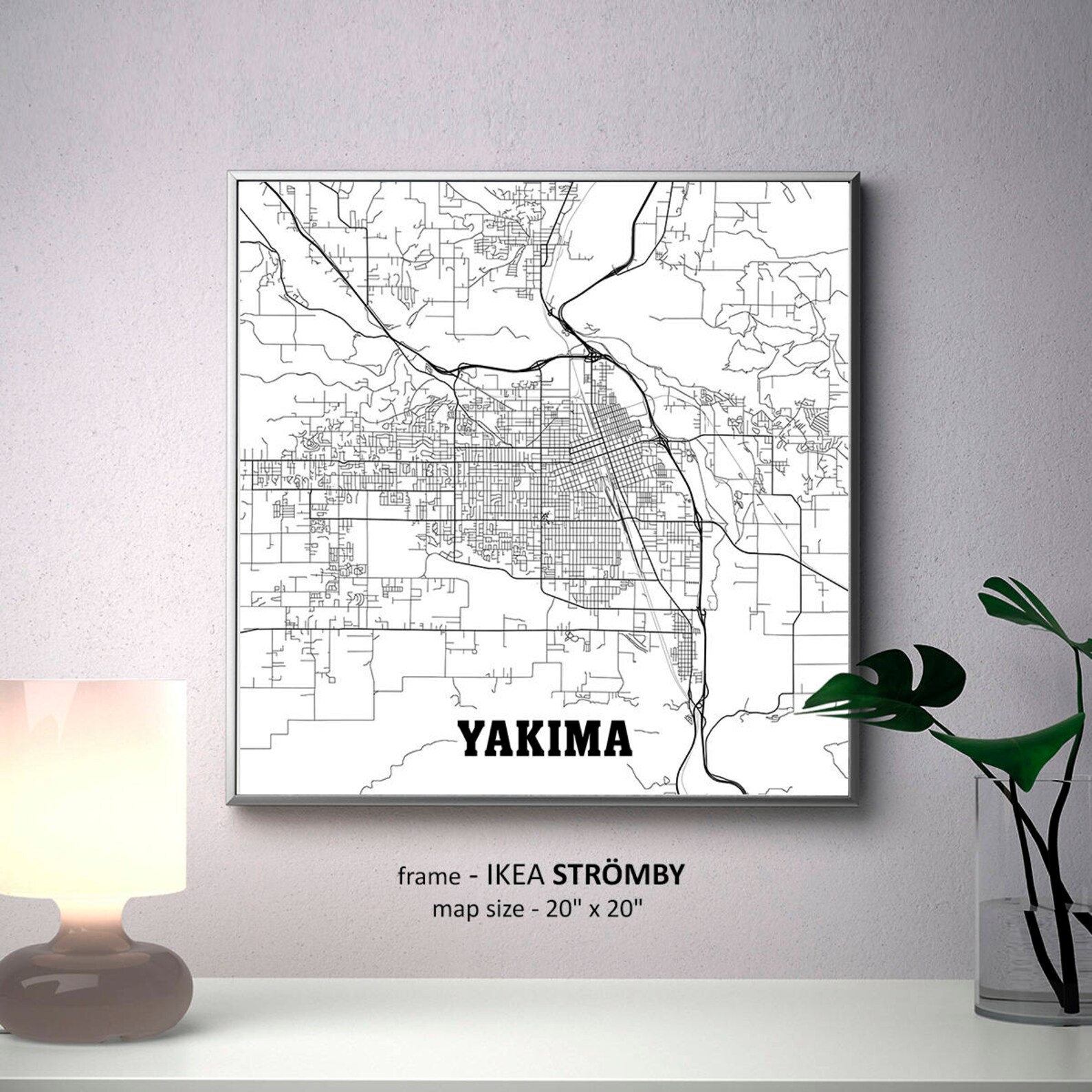 Yakima Washington Map Print Yakima Square Map Poster Yakima Etsy