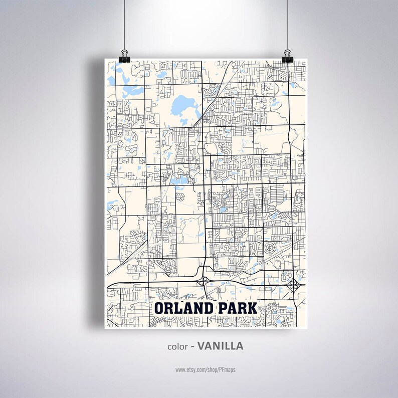 Orland Park Map Print Orland Park City Map Illinois IL USA Etsy