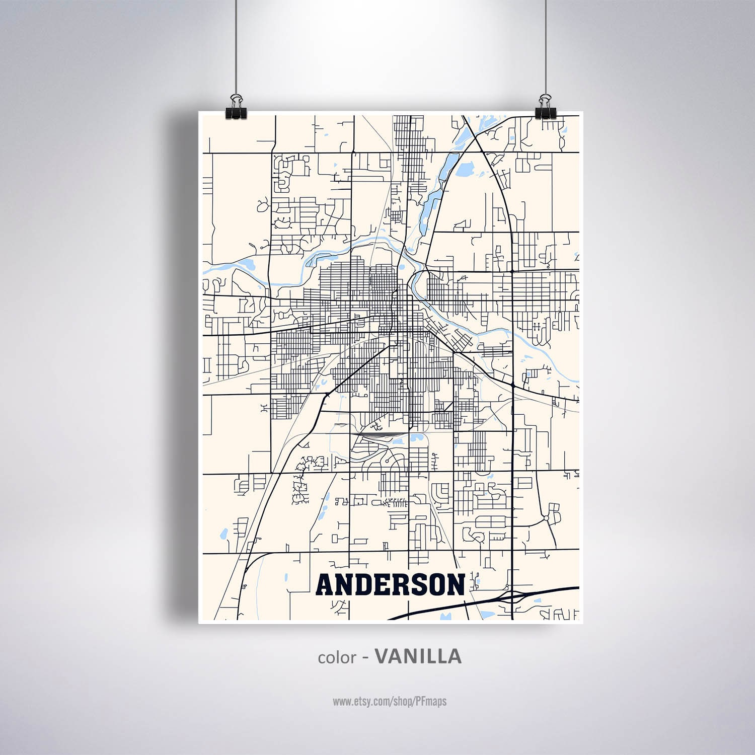 Anderson Map Print Anderson City Map Indiana IN USA Map | Etsy