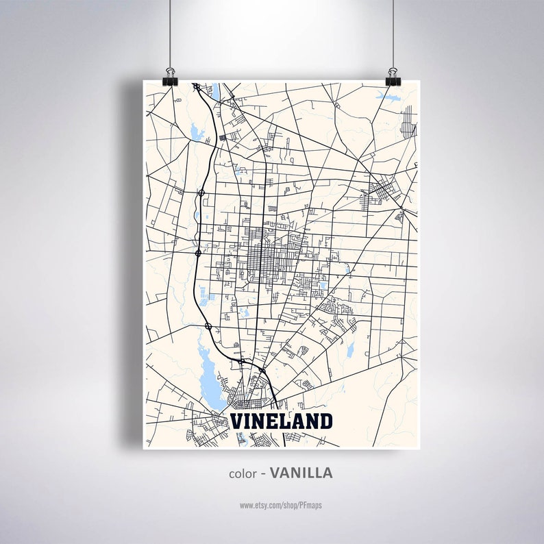 Vineland Map Print Vineland City Map New Jersey NJ USA Map Etsy