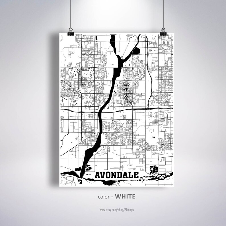 Avondale Map Print Avondale City Map Arizona AZ USA Map | Etsy