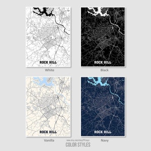 Rock Hill Map Print Rock Hill City Map South Carolina SC USA | Etsy