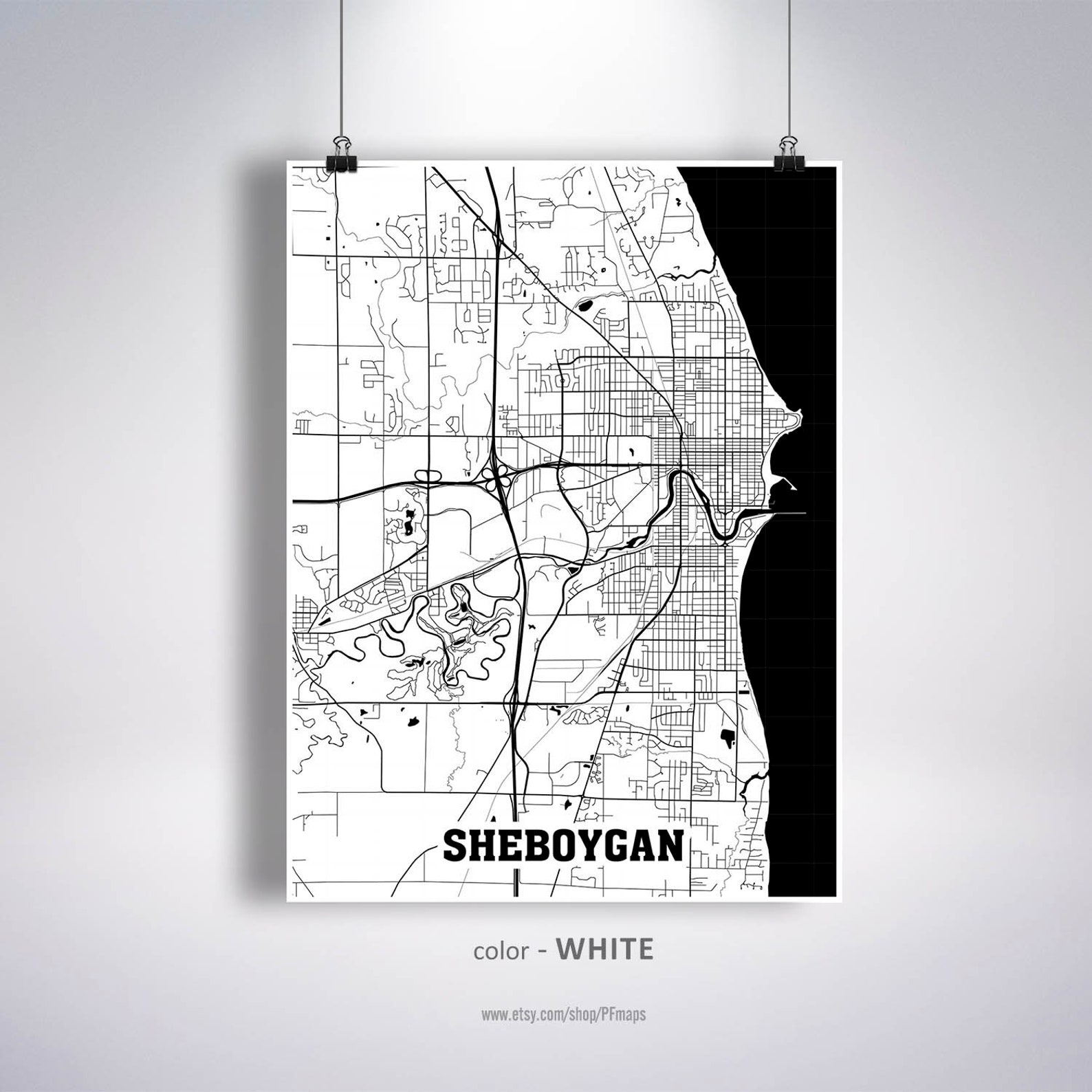 Sheboygan Map Print Sheboygan City Map Wisconsin WI USA Map - Etsy