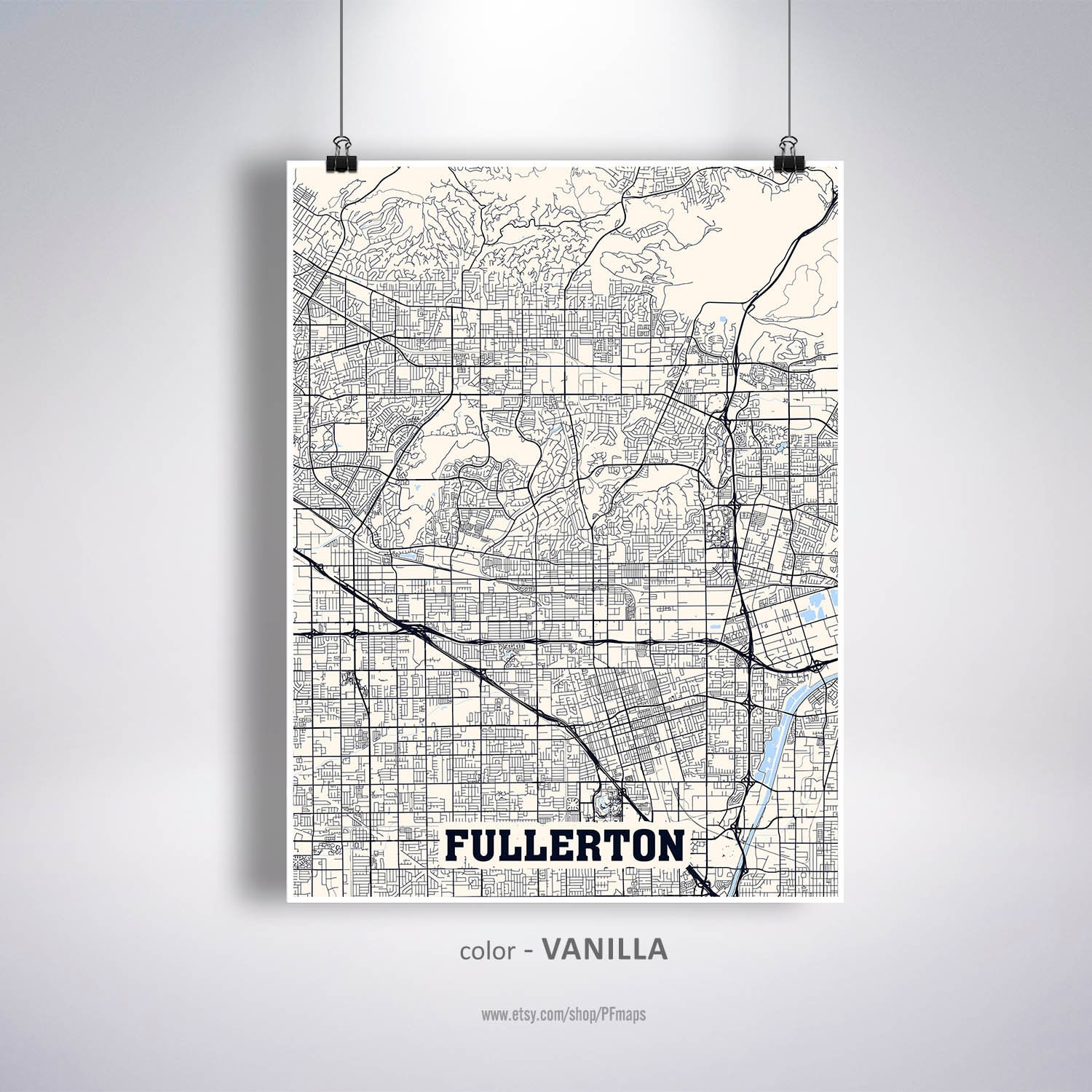 Fullerton Map Print Fullerton City Map California CA USA Map  Etsy