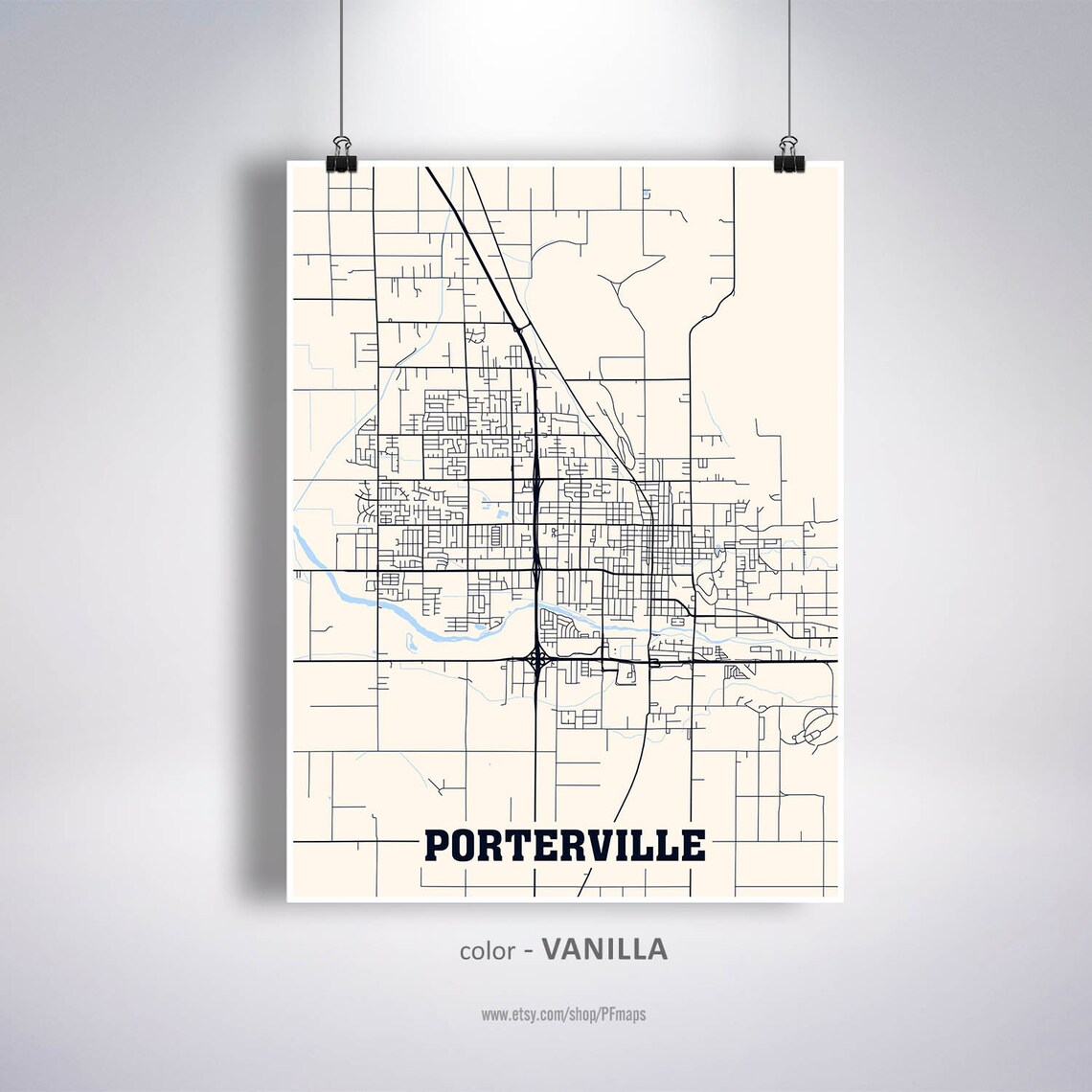 Porterville Map Print Porterville City Map California CA USA Etsy