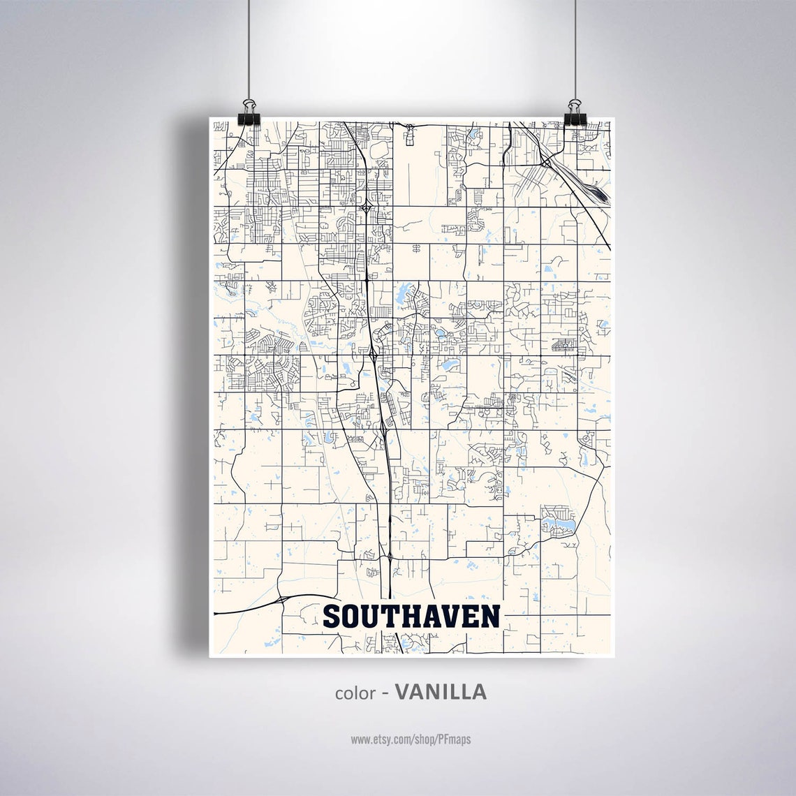 Southaven Map Print Southaven City Map Mississippi MS USA  Etsy