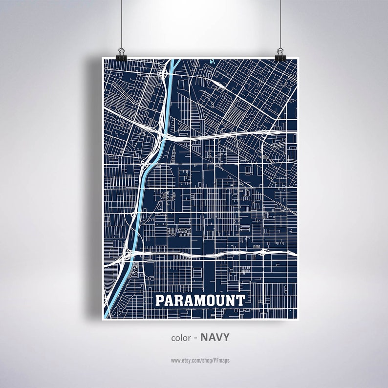 Paramount Map Print Paramount City Map California CA USA Map Etsy