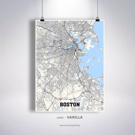 Ma In Usa Map Boston Map Print Boston City Map Massachusetts Ma Usa Map | Etsy Uk