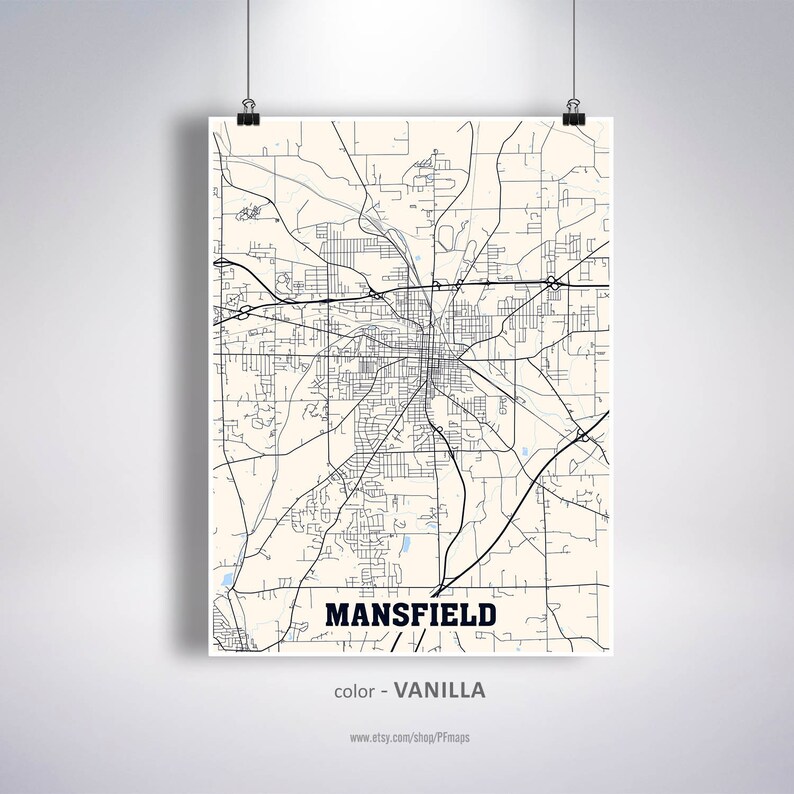 Mansfield Map Print Mansfield City Map Ohio OH USA Map Etsy