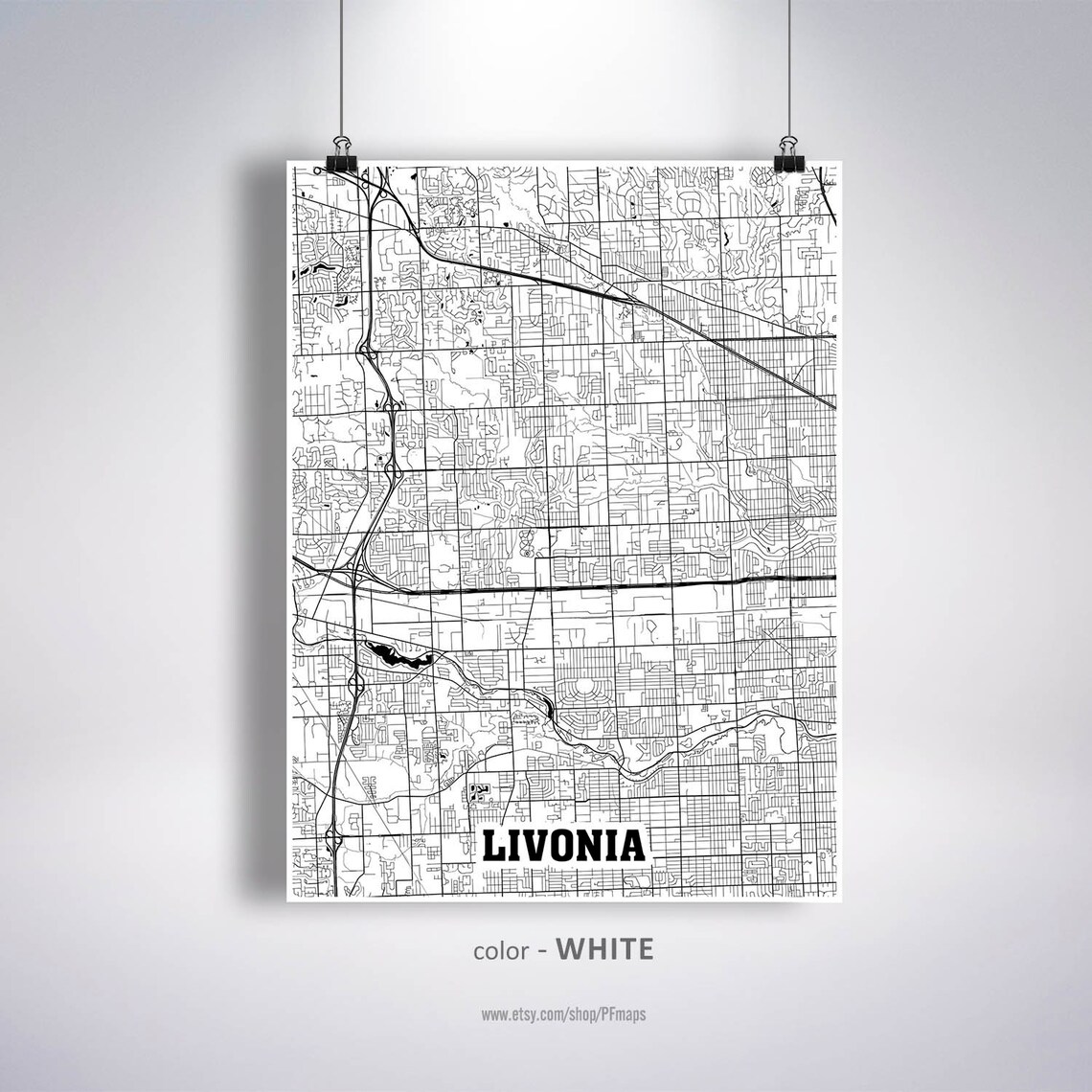 Livonia Map Print Livonia City Map Michigan MI USA Map  Etsy