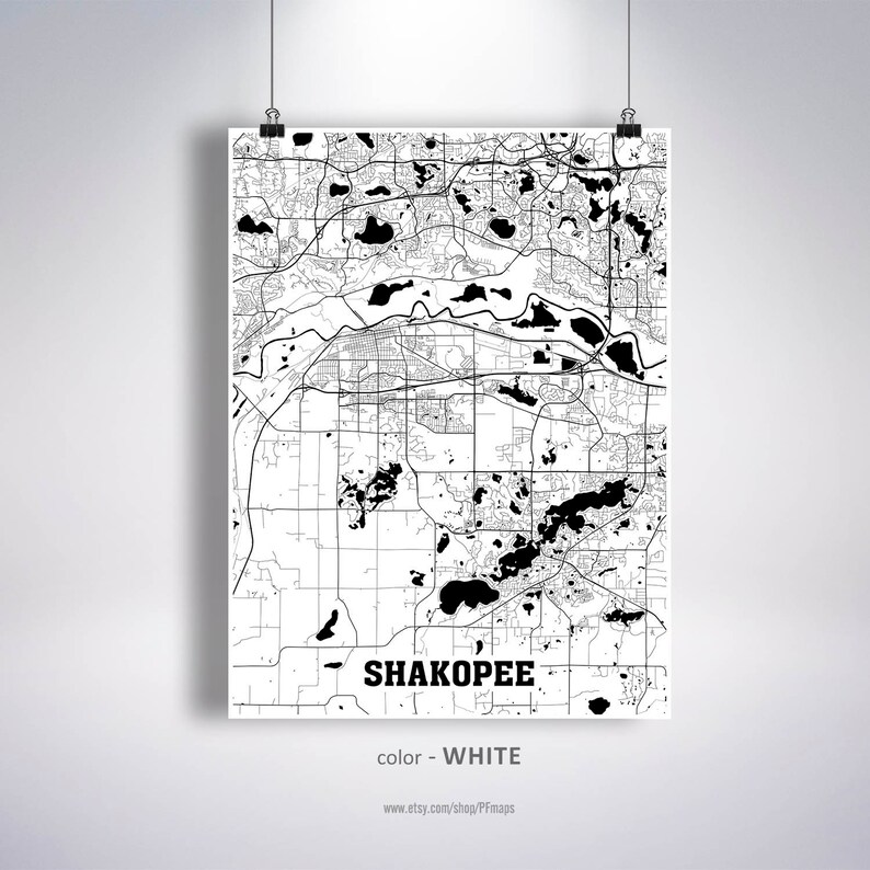 Shakopee City Map City Street Road Map Shakopee Wall Art Minnesota MN USA Map Poster Shakopee Map Print