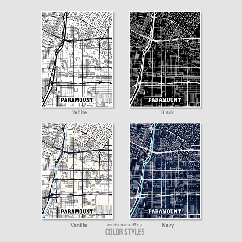 Paramount Map Print Paramount City Map California CA USA Map Etsy