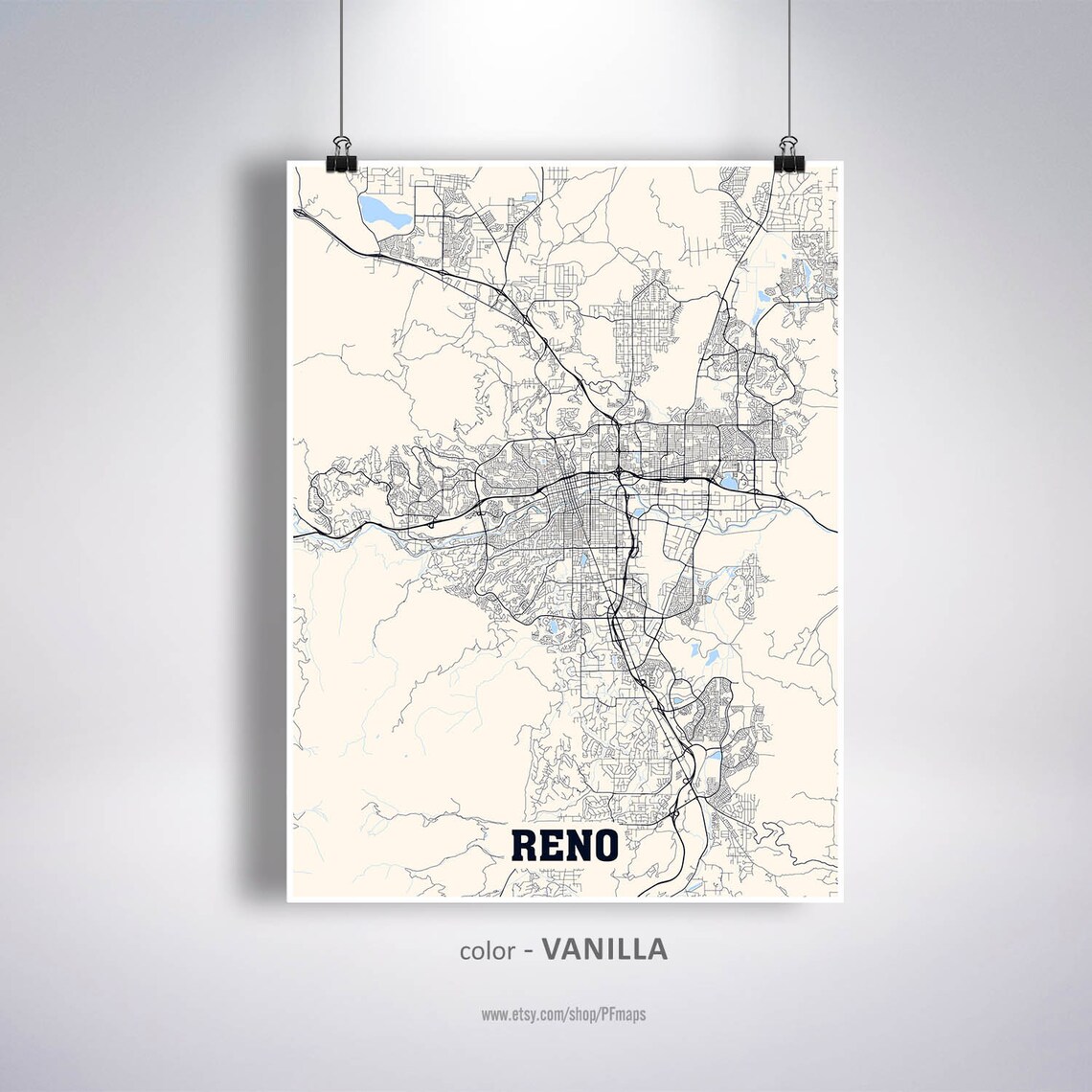 Reno Map Print Reno City Map Nevada NV USA Map Poster Reno Etsy