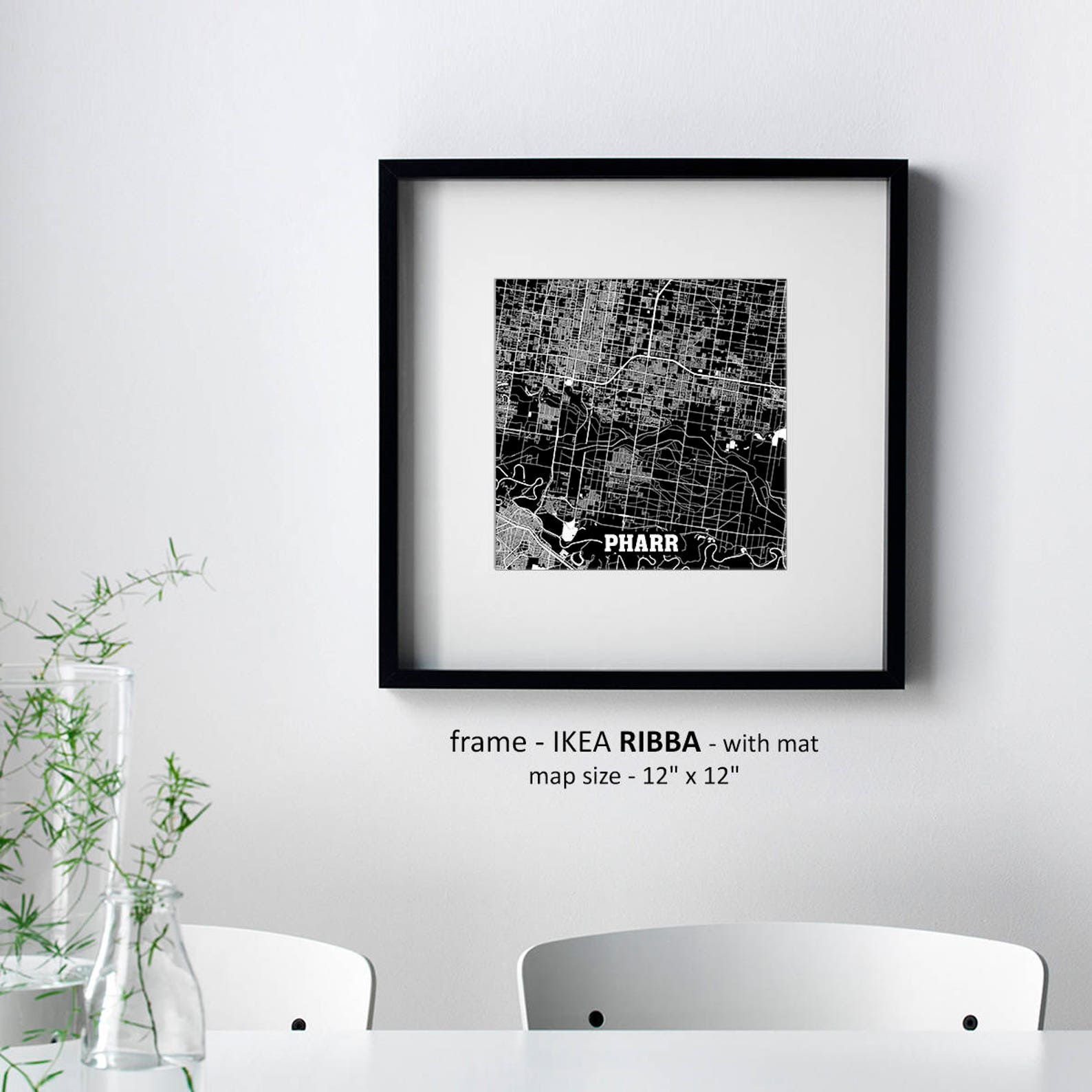 Pharr Texas Map Print Pharr Square Map Poster Pharr Wall Etsy