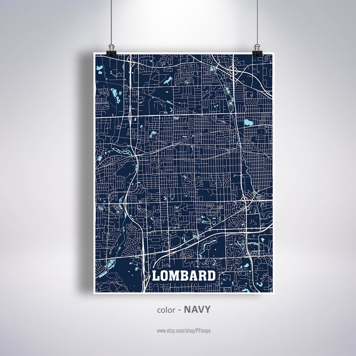 Lombard Map Print Lombard City Map Illinois IL USA Map  Etsy