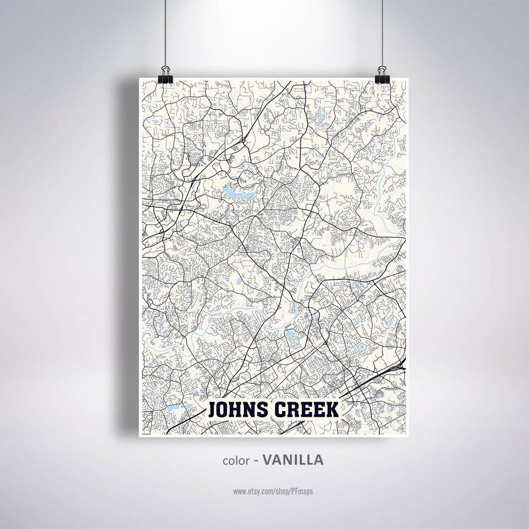 Johns Creek Map Print Johns Creek City Map Georgia GA USA - Etsy