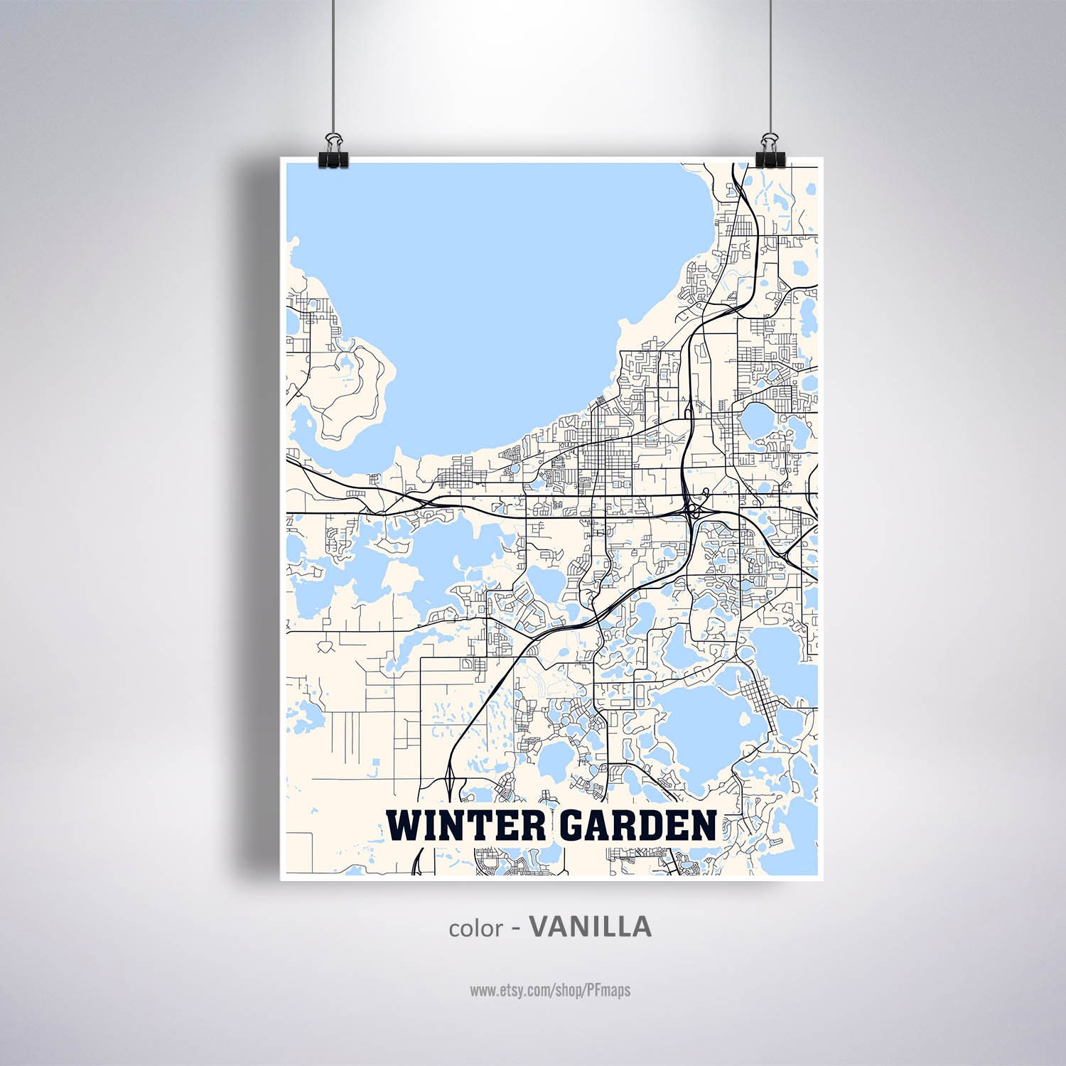 Winter Garden Florida Map Winter Garden Map Print Winter Garden City Map Florida Fl | Etsy
