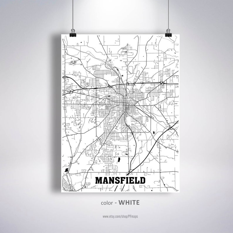 Mansfield Map Print Mansfield City Map Ohio OH USA Map Etsy