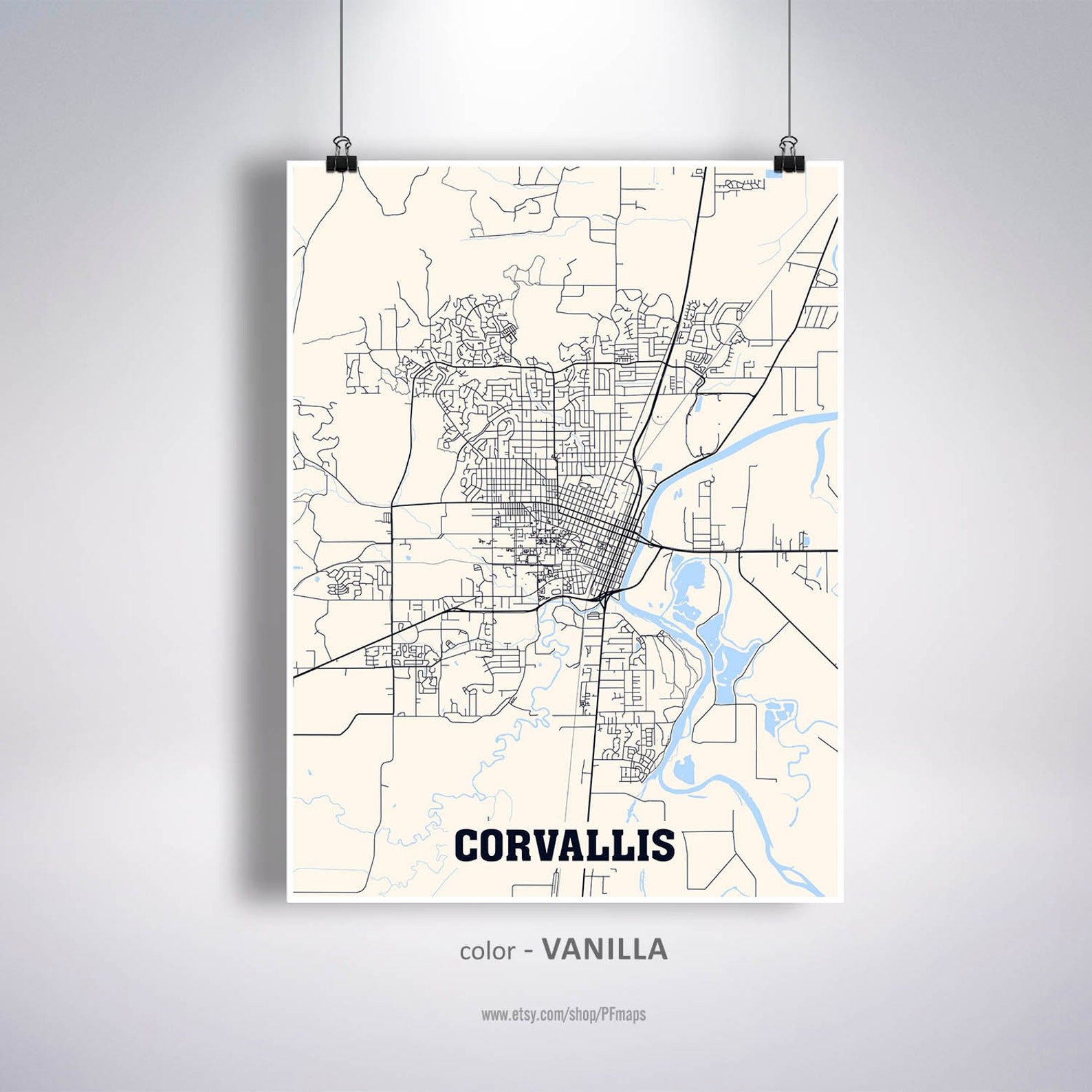 Corvallis Map Print Corvallis City Map Oregon OR USA Map  Etsy