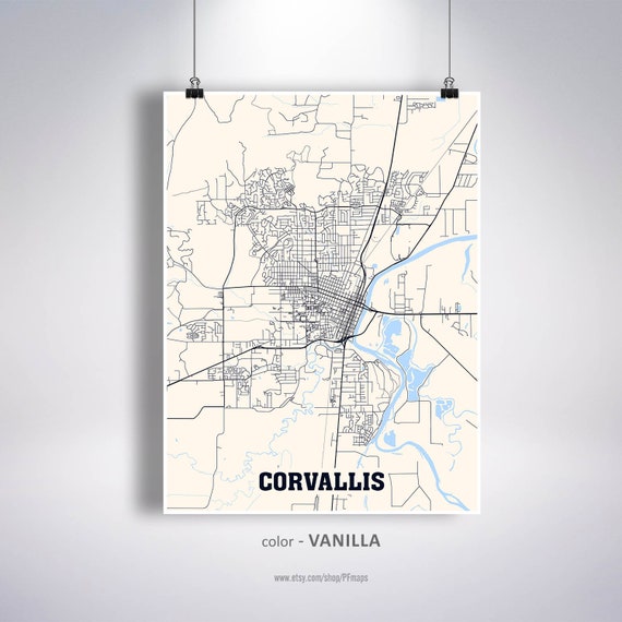 Corvallis Map Print Corvallis City Map Oregon OR USA Map | Etsy