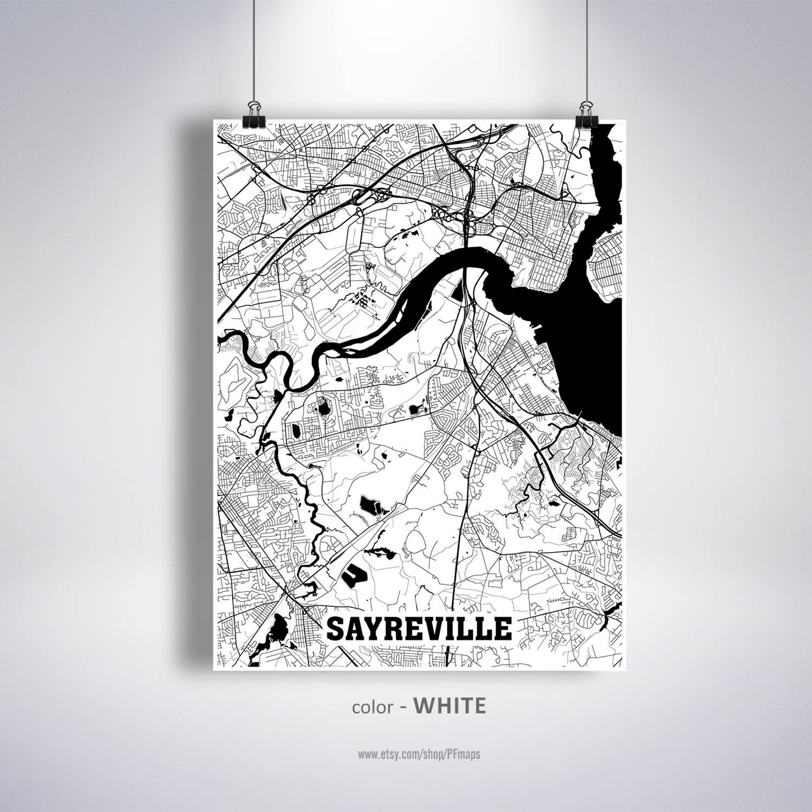 Sayreville Map Print Sayreville City Map New Jersey NJ USA Etsy