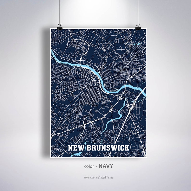 New Brunswick Map Print New Brunswick City Map New Jersey NJ - Etsy