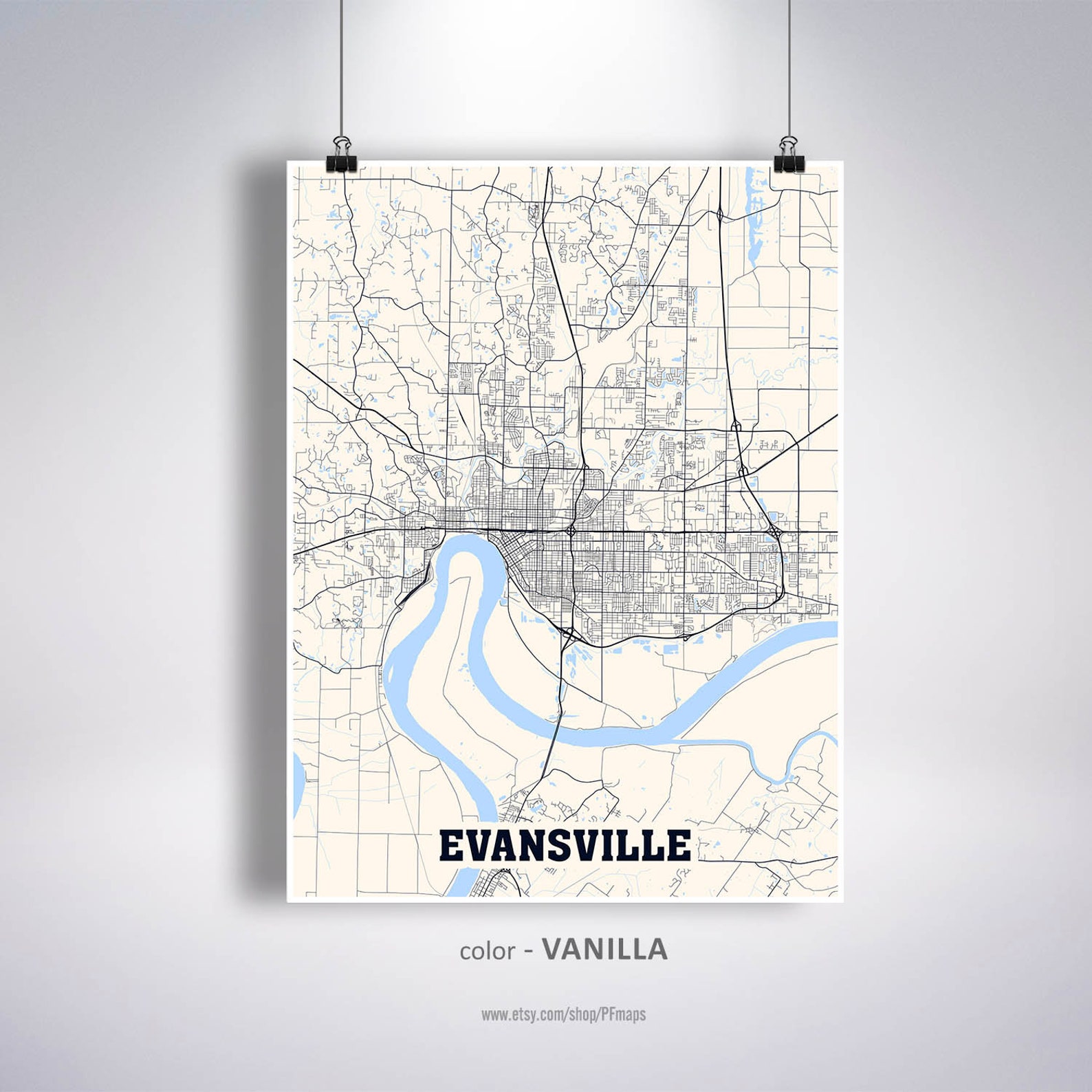 Evansville Map Print Evansville City Map Indiana IN USA Map Etsy