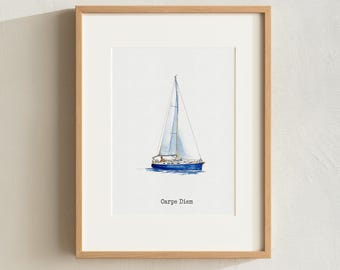 Boat Portrait in Watercolor from a Photo - Personalized Nautical Art for Boat Lovers