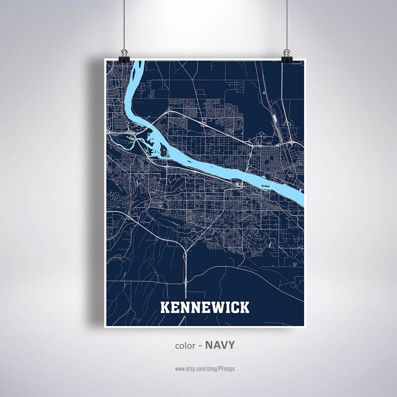 Kennewick Map Print Kennewick City Map Washington WA USA Map | Etsy