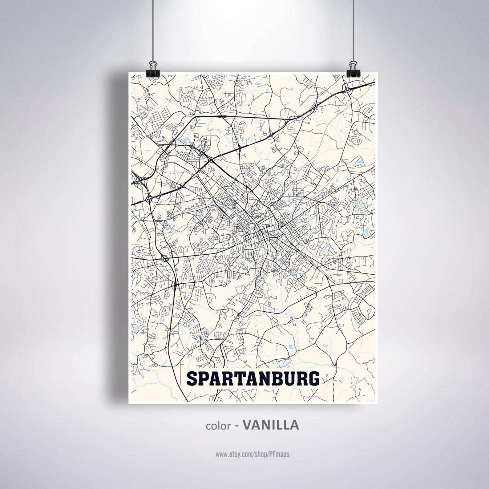 Spartanburg Map Print Spartanburg City Map South Carolina SC Etsy