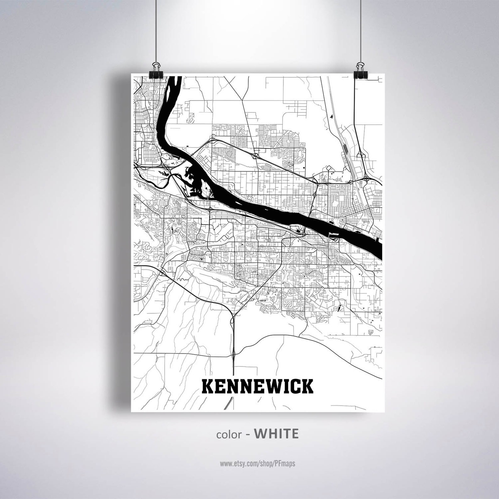 Kennewick Map Print Kennewick City Map Washington WA USA Map | Etsy
