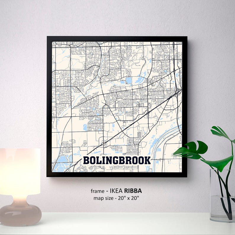 Bolingbrook Illinois Map Print Bolingbrook Square Map Poster Etsy
