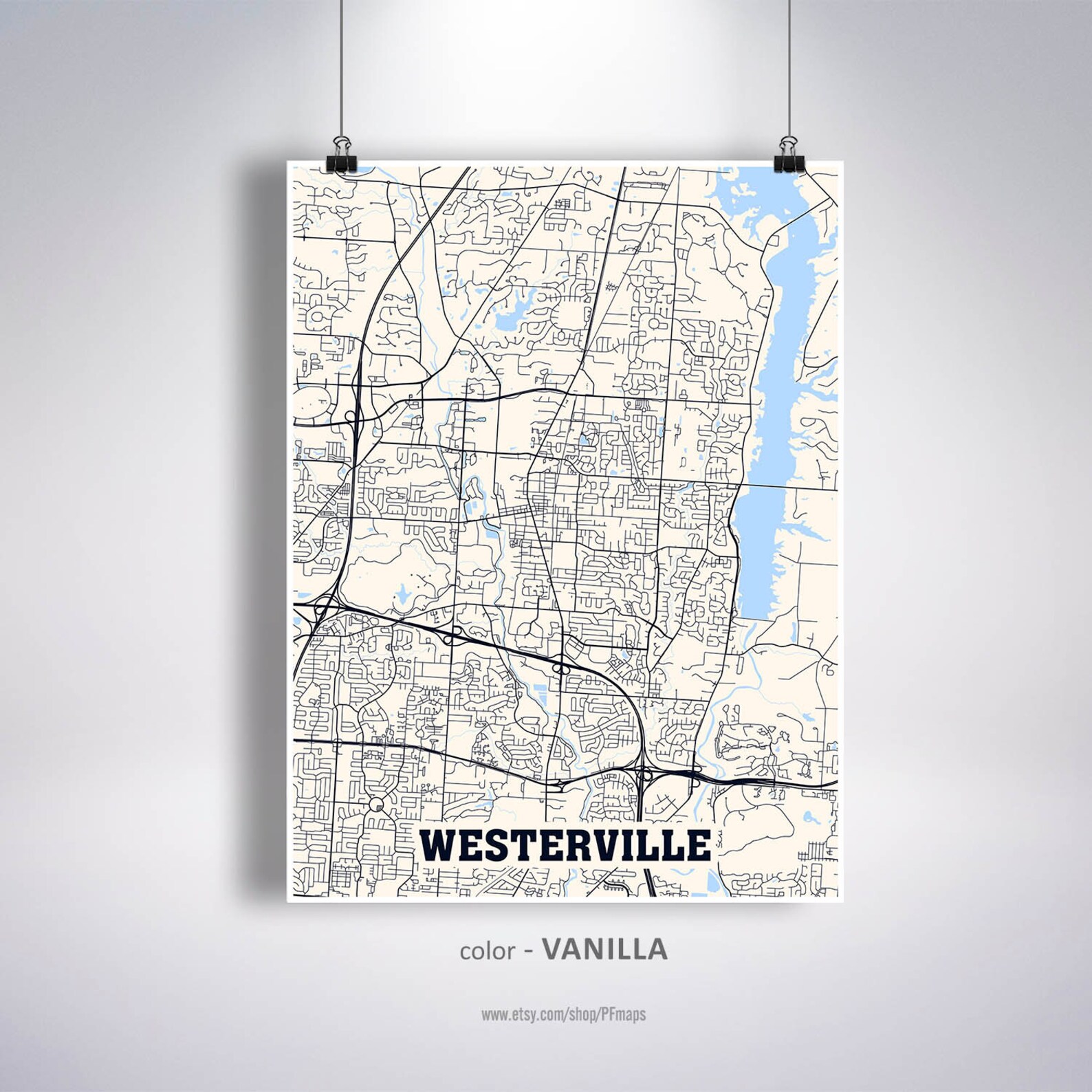 Westerville Map Print Westerville City Map Ohio OH USA Map Etsy