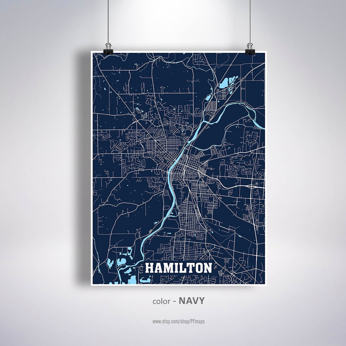 Hamilton Map Print Hamilton City Map Ohio OH USA Map Poster  Etsy