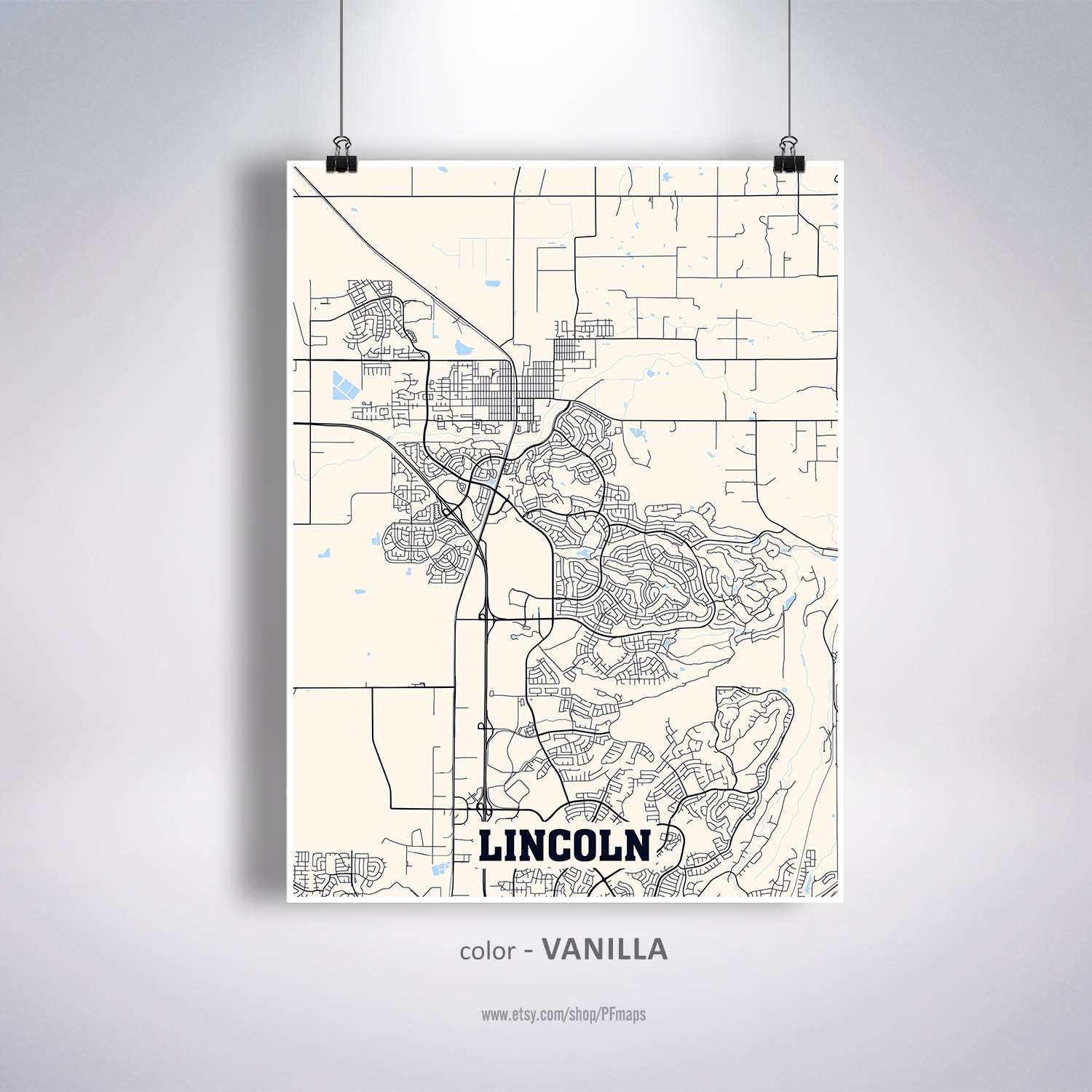 Lincoln Map Print Lincoln City Map California CA USA Map Etsy UK