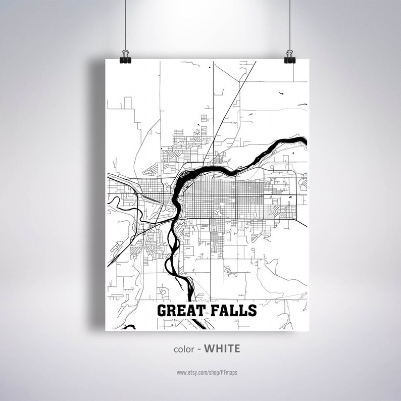 Great Falls Map Print Great Falls City Map Montana MT USA | Etsy