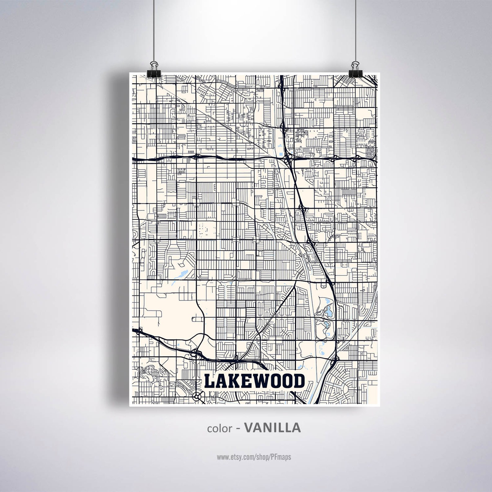 Lakewood Map Print Lakewood City Map California CA USA Map Etsy