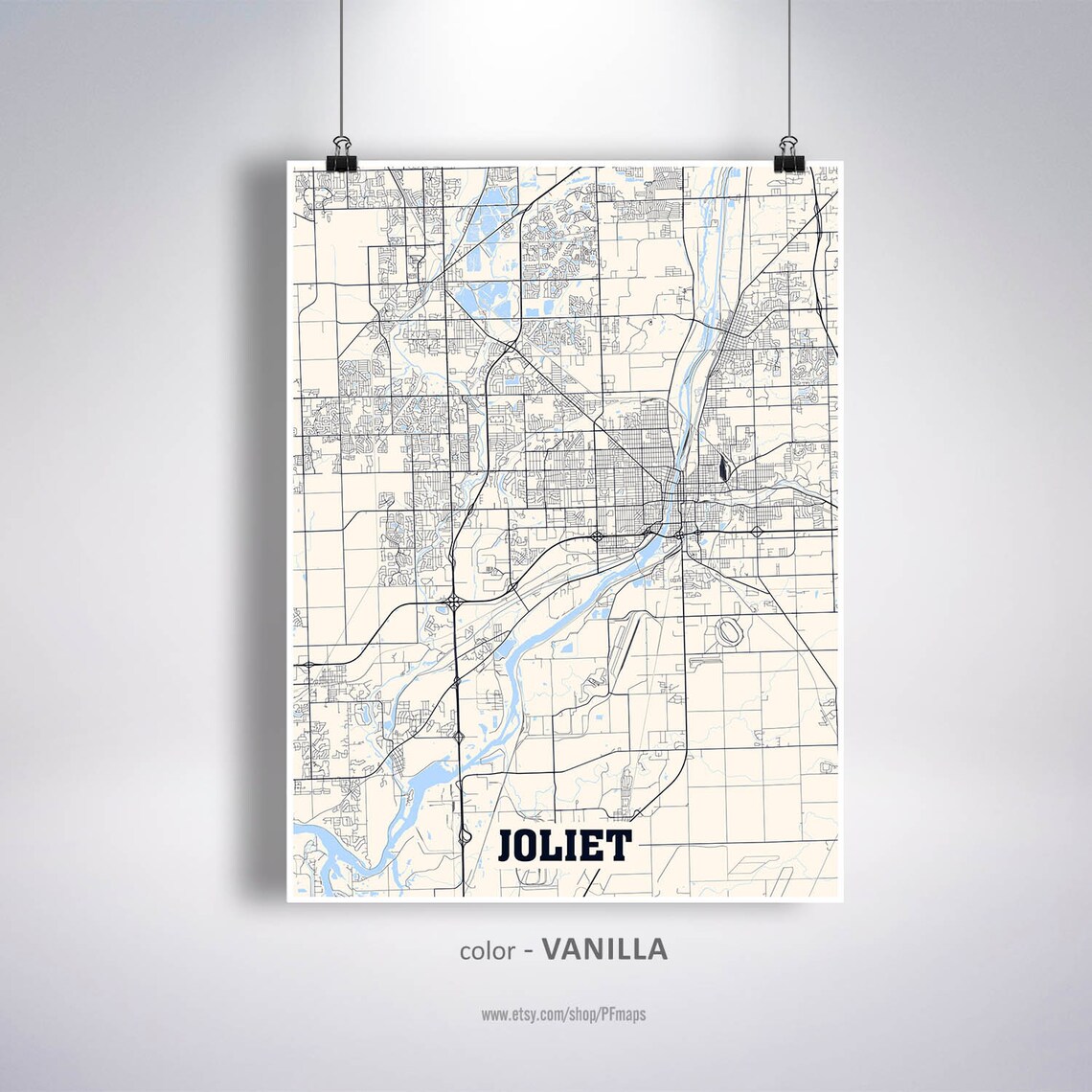 Joliet Map Print Joliet City Map Illinois IL USA Map Poster Etsy